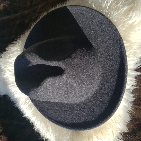 Felt Fedora Panama Black Hat w removable / Adjustable Strap Detail New - Picture 4 of 10